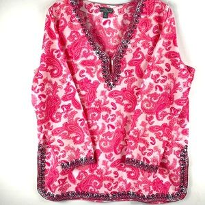 Market & Spruce Long Sleeve Paisley Tunic